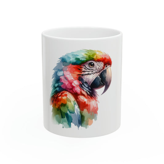 Watercolor Rainbow Parrot Adorable Ceramic Mug, 11oz