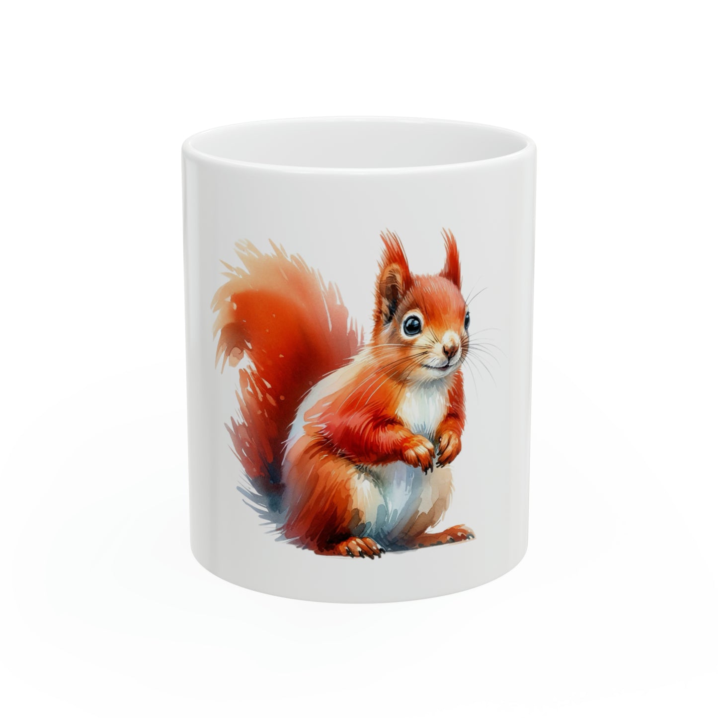 Red Squirrel Watercolor Adorable Ceramic Mug, 11oz