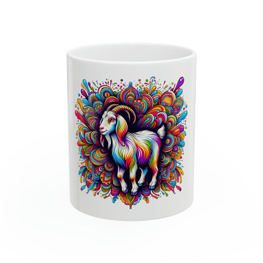 Trippy Goat Ceramic Mug, 11oz