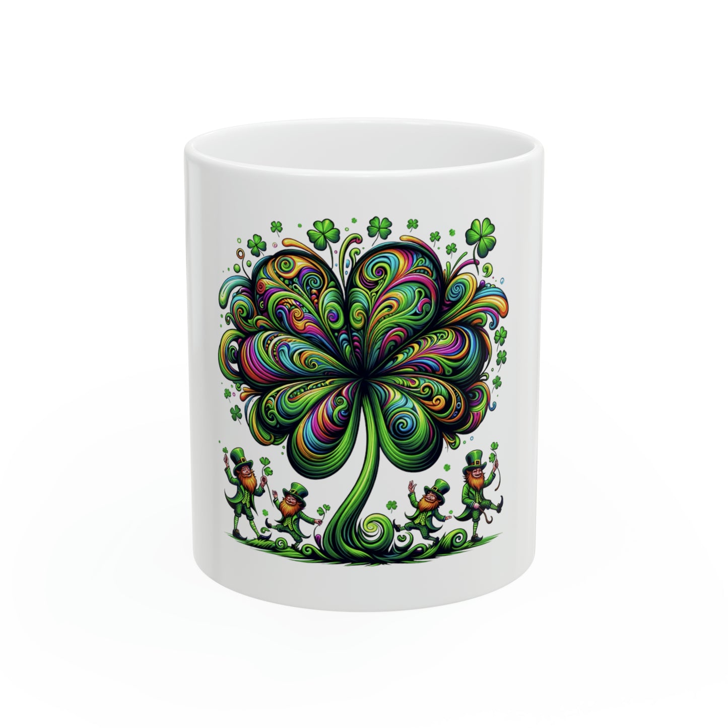 St. Patricks Day Trippy Ceramic Mug, 11oz