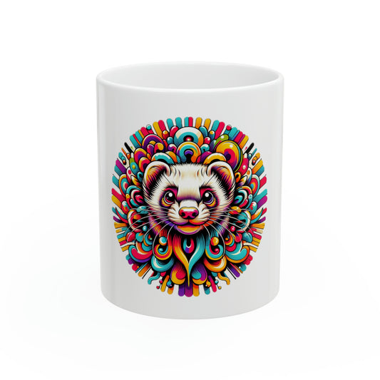 Trippy Ferret Ceramic Mug, 11oz