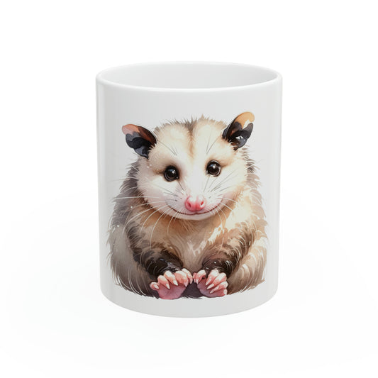 Watercolor Opossum Adorable Ceramic Mug, 11oz